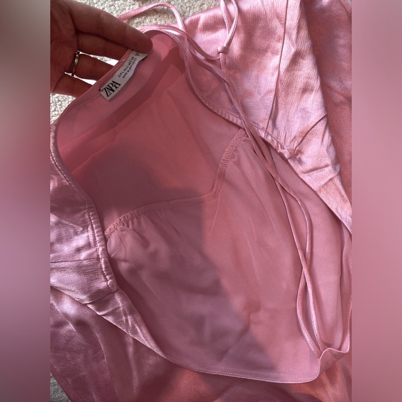 NWT ZARA Satin halter neck dress size L pastel pink - Picture 11 of 13